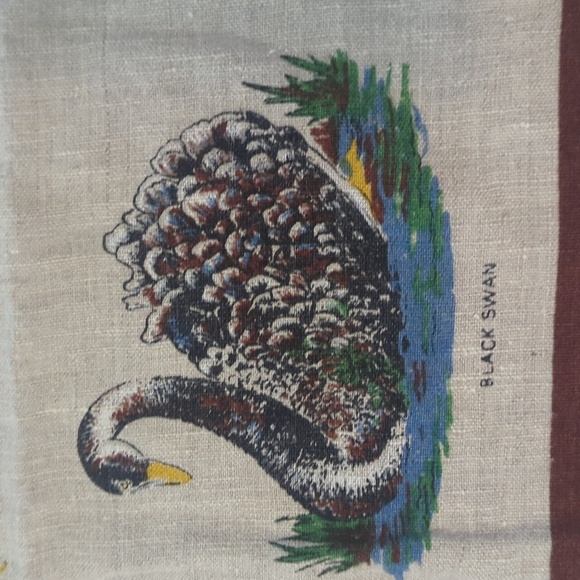 Vtg. 60s Wildlife of Australia Large Linen Square 48' with Animal Print - Picture 6 of 16